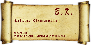 Balázs Klemencia névjegykártya